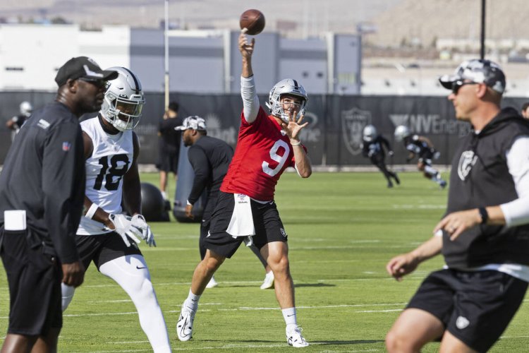 Derek Carr speaks to media after Raiders camp